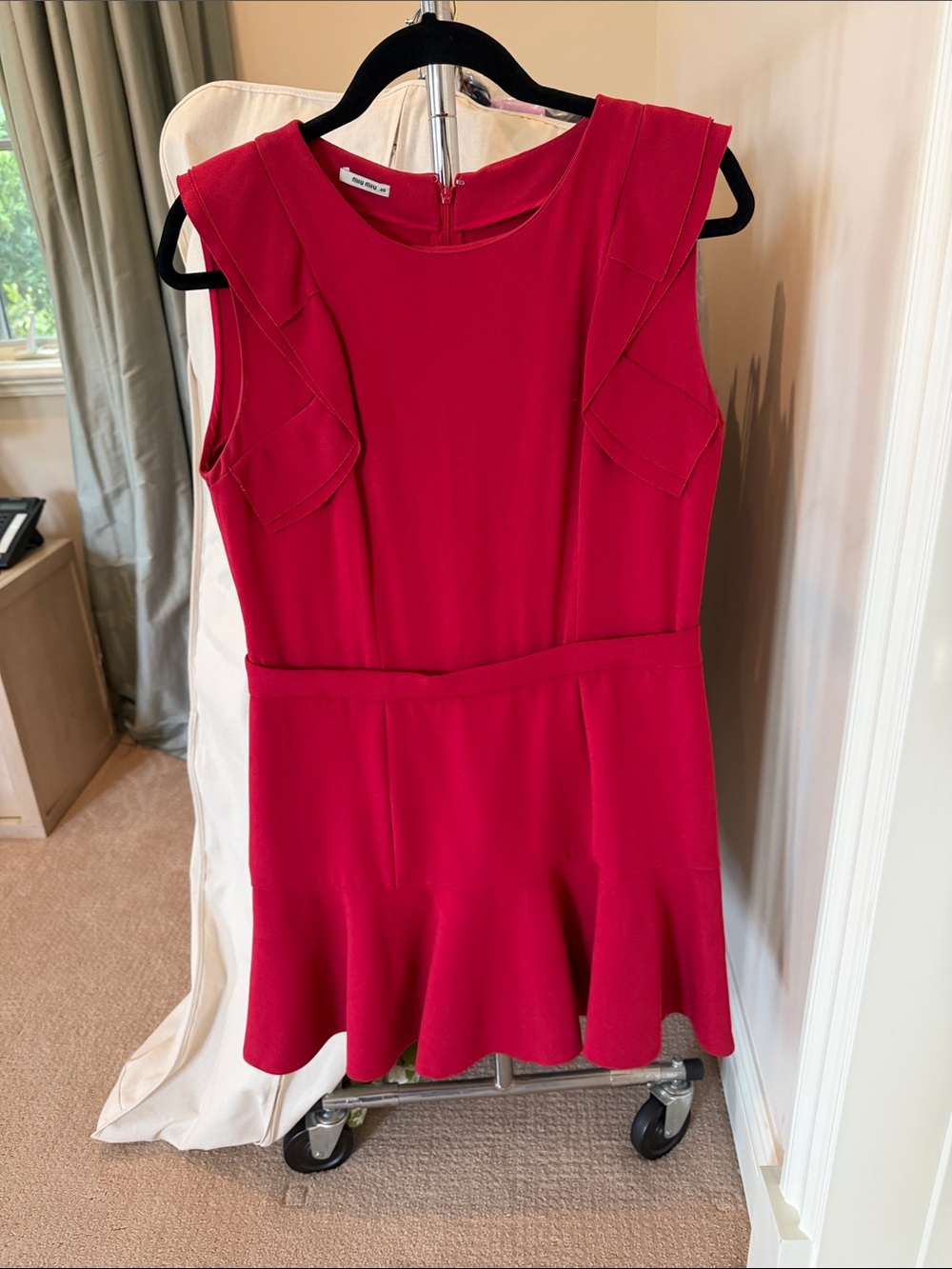Miu Miu Red Sleeveless Peplum Dress